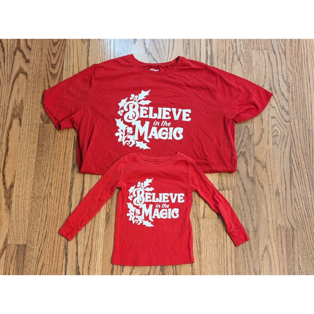 Old Navy Match the Fam Christmas Pajamas Set 2T & Women's L Red Believe in Magic